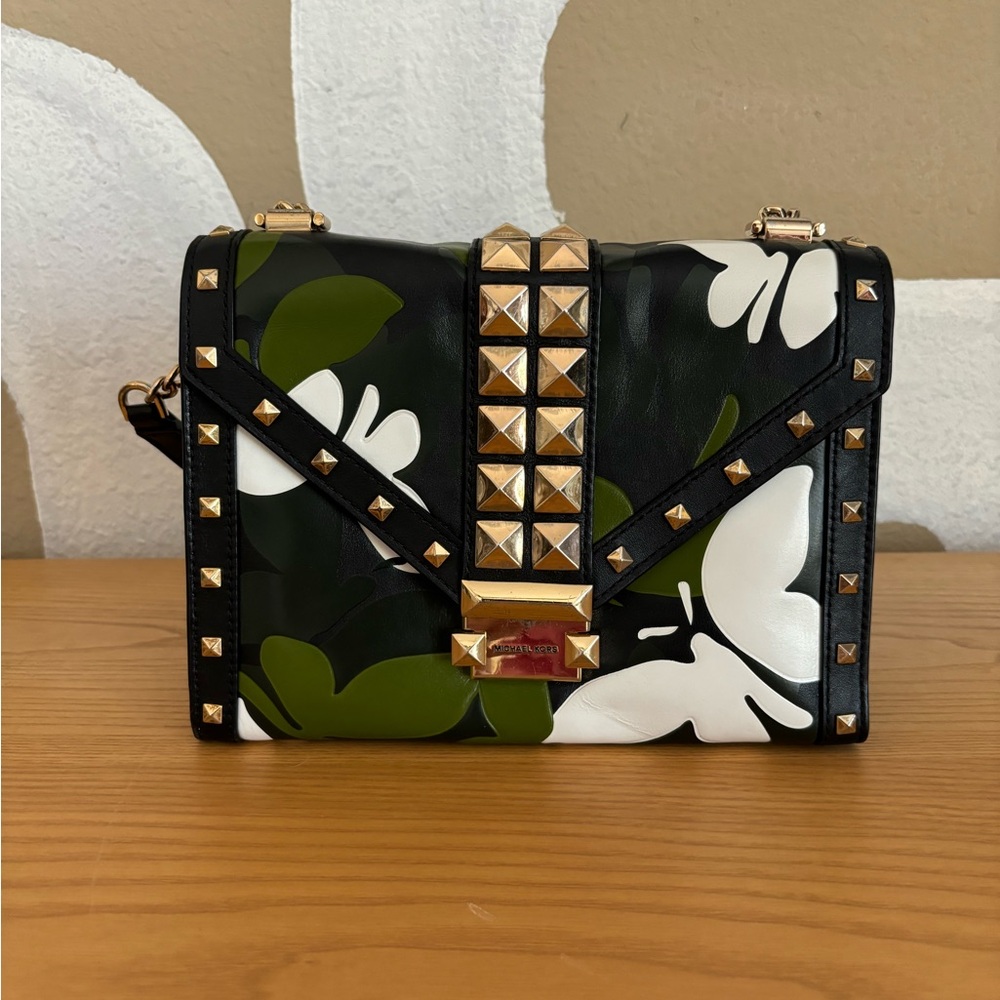 Michael Kors Whitney Butterfly Camo Leather Chain purse